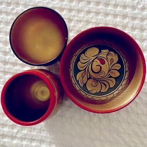 Vintage Russian Khokhloma Set